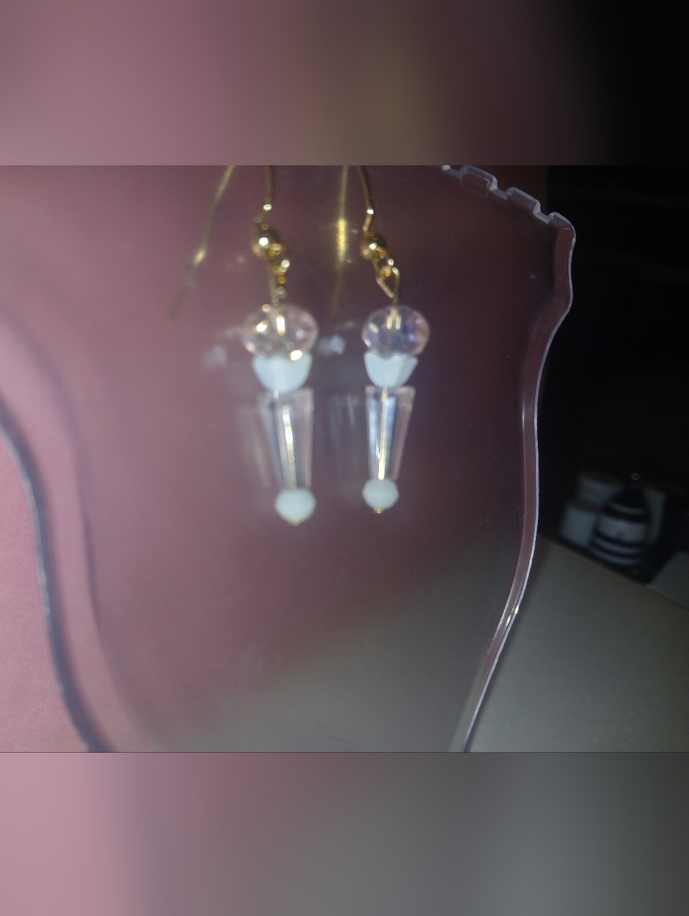 Hand Crafted Delicate Pink Crystal Dangle Earrings